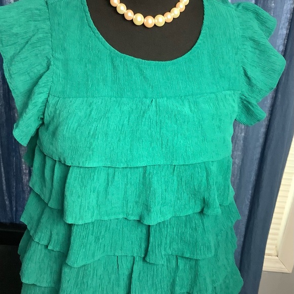 Green Ruffle Layered Top - Picture 1 of 3